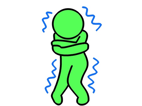 凍えるピクトグラム『緑』 ピクトグラム,寒い,ポーズ,震える,凍える,モチーフ,カラー,気温,低い,挿絵のイラスト素材