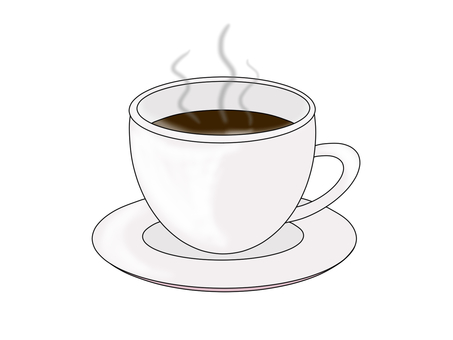 コーヒー コーヒー,カップ,湯気,ブラック,ソーサー,コーヒーカップ,珈琲,入れたて,熱々,ホットのイラスト素材