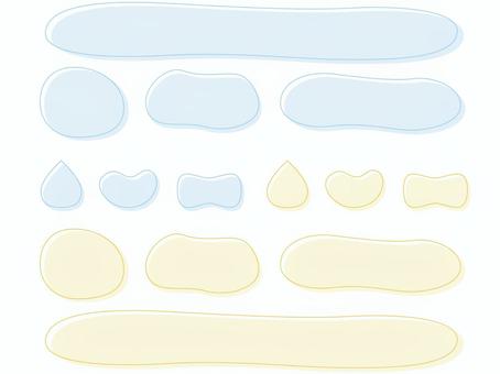 ラフなゆるかわ淡色フレーム/水色黄色 フレーム,テロップ,枠,楕円,円,ライン,線,手描き,ラフ,ハートのイラスト素材