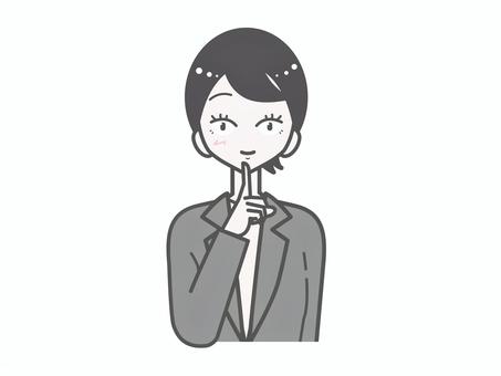 新卒風女性｜内緒 女性,上半身,シンプル,ベクター,かわいい,おしゃれ,ビジネス,オフィス,内緒,秘密のイラスト素材