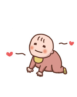ごきげんな赤ちゃん（ハート） 赤ちゃん,ニコニコ,ごきげん,ずりばい,ハートのイラスト素材