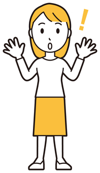  ロングヘア女性(黄)-199-全身 気づく,女性,女の子,人物,かわいい,びっくり,発見,わかった,あれっ,知るのイラスト素材