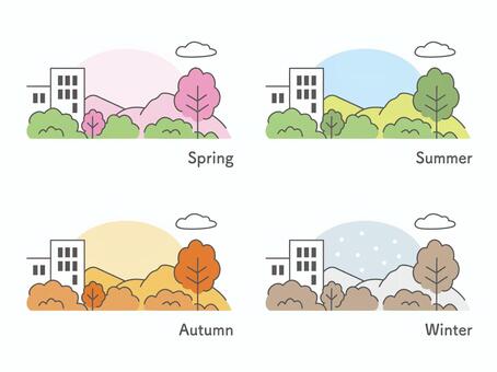 Illustration, tree trees, background, landscape, 