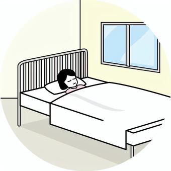 入院病室 入院,病室,部屋,個室,窓,患者,安静,寝る,女性,ベッドのイラスト素材