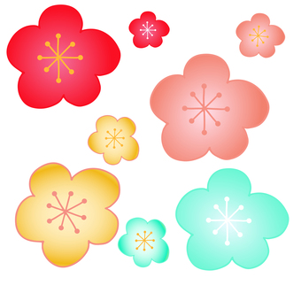 梅の花　セット お正月,梅の花,梅,ひな祭り,春,桃の花,モモ,花,和,アイコンのイラスト素材