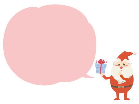内緒でつぶやくかわいいサンタ　吹出ピンク サンタ,サンタクロース,クリスマス,内緒,こっそり,プレゼント,ギフト,吹き出し,吹出,フキダシのイラスト素材