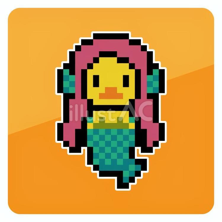 アマビエのピクセルアート アマビエ,妖怪,人魚のイラスト素材