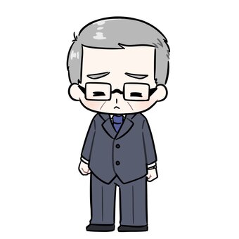 肩を落とすスーツ姿の年配の男性 スーツ,社会人,会社員,仕事,職業,おじさん,年配,男性,上司,ビジネスのイラスト素材