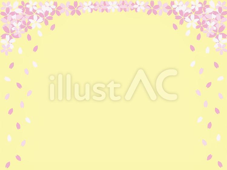 桜　フレーム　(背景　黄色) 桜,花びら,フレームのイラスト素材