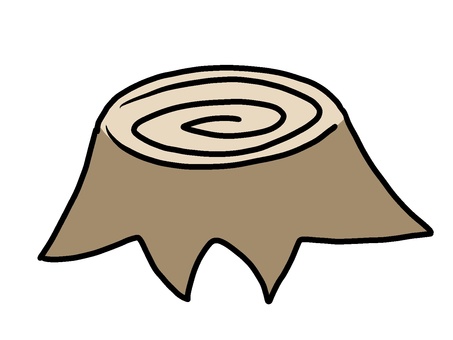 切り株 切り株,年輪,手描き,自然,シンプル,ゆるい,コミカル,背景透過,カラー,伐採のイラスト素材
