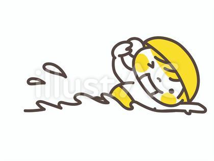 クロールで泳ぐ男の子