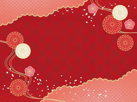 お正月の和柄背景03 和柄,背景,壁紙,市松模様,鹿の子,青海波,菊,梅,紙吹雪,和風のイラスト素材