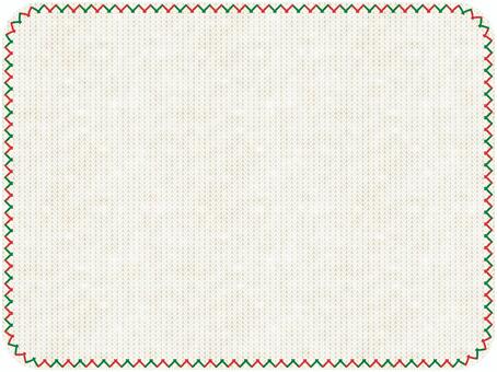 ニットのフレーム【白】ふち刺繍 ニット,フレーム,背景,クリスマスカラー,白,赤,緑,毛糸,ウール,羊毛のイラスト素材
