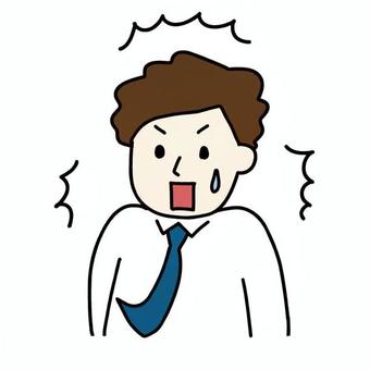 驚く男性教師 人物,教師,男性,ネクタイ,長袖シャツ,驚く,汗,困る,表情,叫ぶのイラスト素材