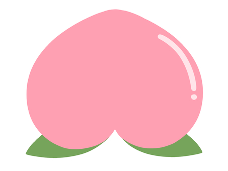 艶あり　桃　イラスト　主線なし　 食べ物,果物,桃,葉っぱ,艶,果実,実,シンプル,イラスト,挿絵のイラスト素材