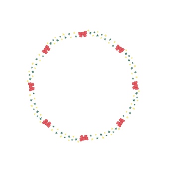 まるフレーム 丸,手描き,装飾,リボン,赤,星,フレームのイラスト素材