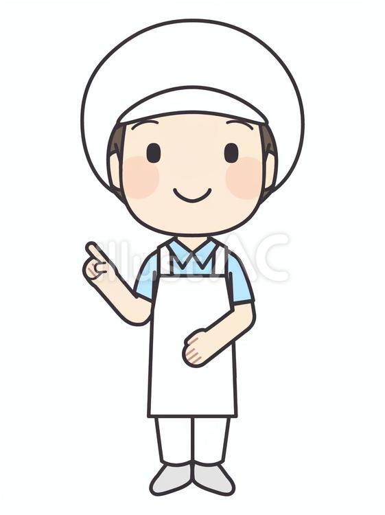 指差しする調理員２（マスクなし） 調理員,栄養士,調理師のイラスト素材