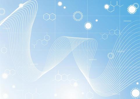 医療とテクノロジーの青色の背景素材 医療,ウイルス,バクテリア,曲線,テクノロジー,化学,構造式,幾何学,グリッド,スタイリッシュのイラスト素材