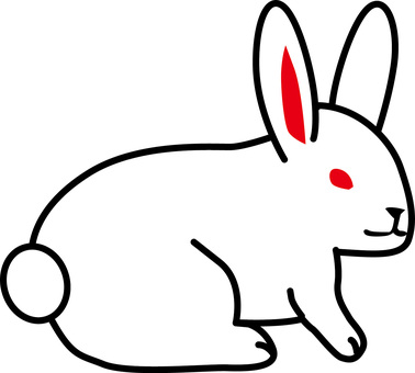 兔　  兔,小動物,白い,耳,長い,野生,飼育,シンプル,かわいい,線画のイラスト素材