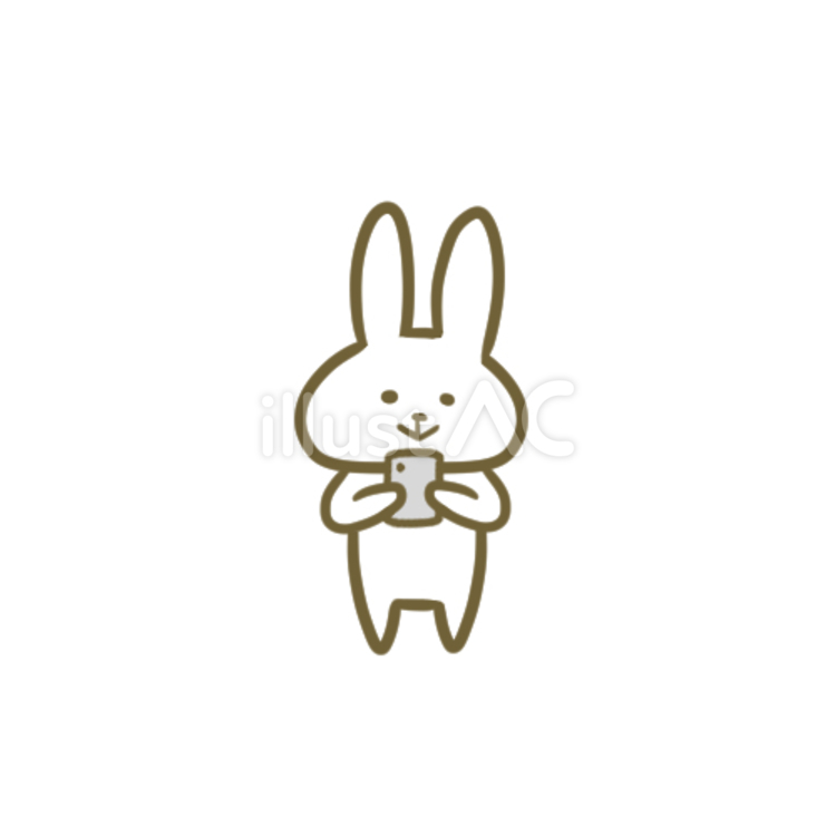 スマホを操作するうさぎ かわいい,動物,アイコンのイラスト素材