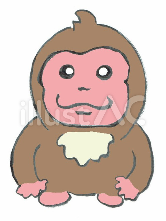 サル 和柄,サル,筆絵のイラスト素材