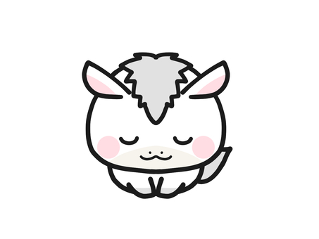 正座をして両手をつく二頭身の白いうま 正座をして両手をつく二頭身の白いうま 午年,白馬,馬,十二支,干支,かわいい,2026,2026年,謹賀新年,お辞儀のイラスト素材