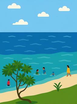 太陽と海の色、南国ビーチの休日 太陽と海の色、南国ビーチの休日 南国,ビーチ,海,バカンス,リゾート,旅行,夏,海水浴,砂浜,青空のイラスト素材