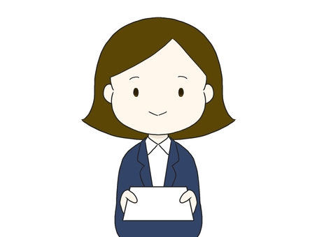 名刺を出す女性会社員 名刺,差し出す,会社員,女性,スーツ,仕事,紺色,笑顔,渡す,両手のイラスト素材