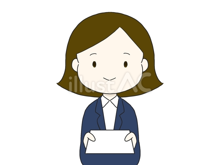 名刺を出す女性会社員 名刺,差し出す,会社員のイラスト素材