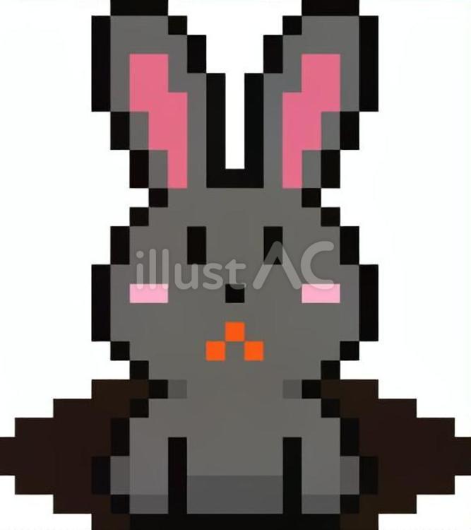 ドット絵の穴から出た黒ウサギです。 ドット絵,穴,ウサギのイラスト素材