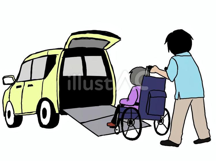 福祉車輌 車,介護,ヘルパーのイラスト素材