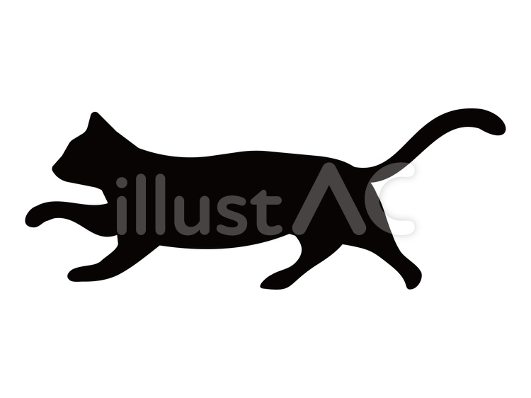 歩く猫のシルエット　黒色 猫,歩く,動物のイラスト素材