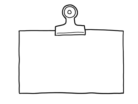 目玉クリップ付きメモフレーム(線画) 囲み枠,飾り,かわいい,クリップ,枠,空白,イラスト,タイトル,見出し,ゆるいのイラスト素材