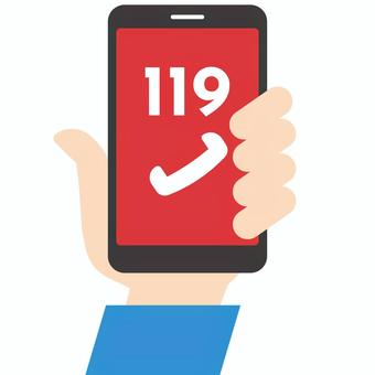 通報 119番,救急,電話,スマホ,災害,火事,火災,通報,緊急,事故のイラスト素材