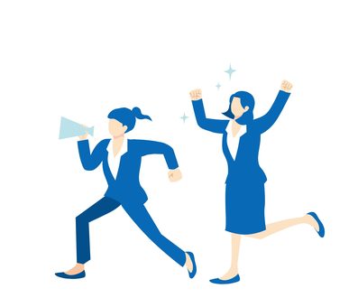 Women in dark blue suits cheering and getting excited, , JPG, PNG and EPS