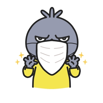 洗った手をみせるマスクをしたハシビロコウ ハシビロコウ,保健だより,マスク,手洗い,病院,小児科,耳鼻科,手洗い指導,てあらい,清潔のイラスト素材