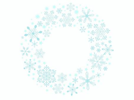 雪の結晶デザイン枠　ラウンド　青 クリスマス,冬,背景,雪,雪の結晶,キラキラ,手描き,フレーム,光,星のイラスト素材