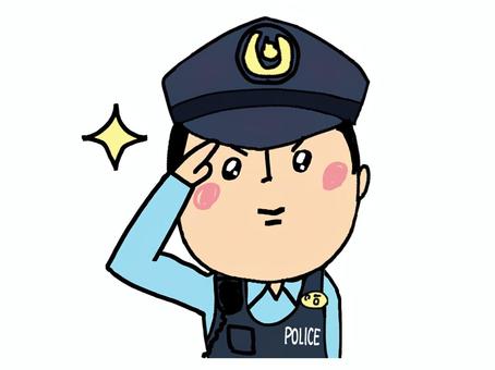 敬礼する警察官 敬礼する警察官 警察官,敬礼,ポーズ,挨拶,瞳,可愛い,リアクション,pop調,手描き,挿絵のイラスト素材
