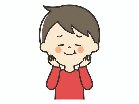 満足そうな男の子 美味しい,満足,笑顔,嬉しい,幸せ,喜び,男の子,子供,男子,少年のイラスト素材