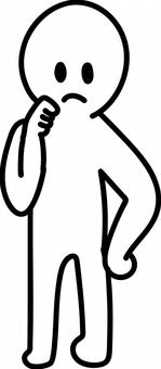 棒人間　考え事をしている人　２ 考え事,思案,悩む,考える,真剣,表情,困った,イラスト,人,キャラのイラスト素材
