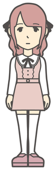 量産型女子-423-全身 ポカン,地雷系,女性,女の子,ツインテール,量産型,人物,かわいい,ぽかーん,呆れるのイラスト素材