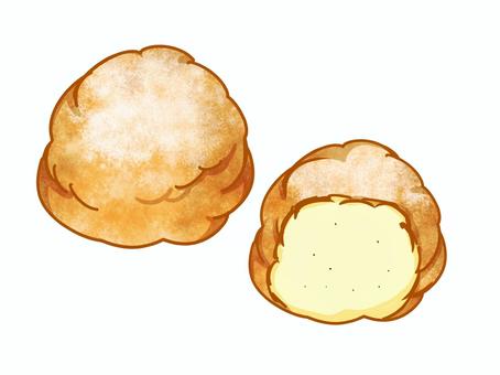シュークリームたち シュークリームたち シュークリーム,スイーツ,食べ物,断面,手描き,カスタードクリームのイラスト素材