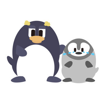 泣く_悲しいペンギン ペンギン,イワトビペンギン,動物,生き物,ペット,泣く,涙,悲しい,寂しい,感情のイラスト素材