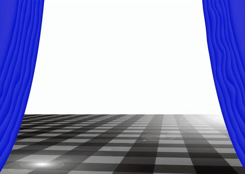 カーテンオープン　 カーテン,オープン,ステージ,ショー,お披露目,発表,豪華,青,a4のイラスト素材