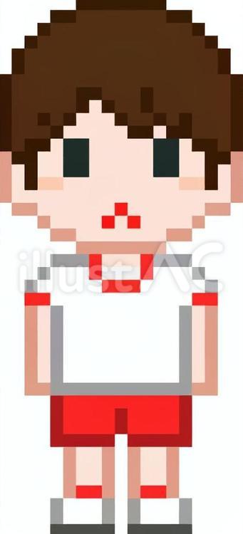 ドット絵の赤の体操服の男性です。 ドット絵,体操服,男性のイラスト素材