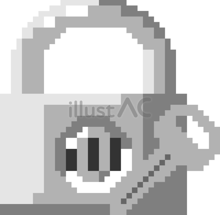 ドット絵の銀の南京錠です。 ドット絵,南京錠,シンプルのイラスト素材