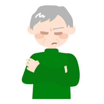 険しい顔で考える老人の男性 険しい,真剣,真面目,まじめ,慎重,考える,思考,感情,腕組み,老人のイラスト素材