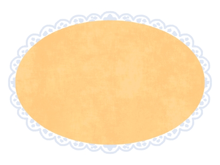 レースの縁の楕円形フレーム（オレンジ） 楕円形,フレーム,枠,オレンジ色,レース,飾り,かわいいのイラスト素材