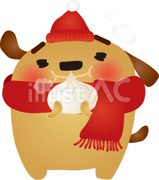 dog183 犬,肉まん,冬のイラスト素材