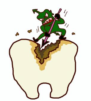 虫歯菌と戦う 虫歯,虫歯菌,ウイルス,健康,予防のイラスト素材